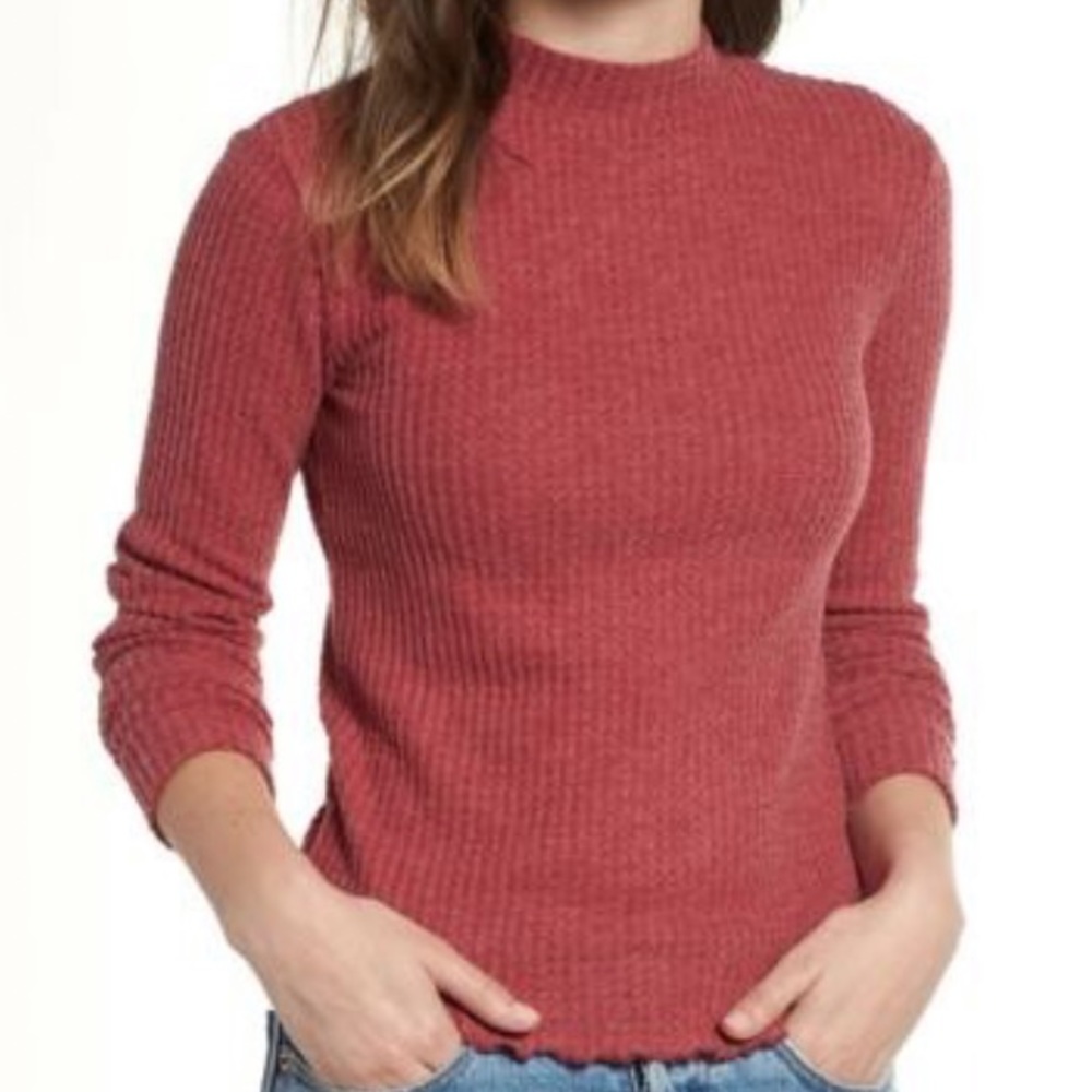 BP Red Waffle Stitch Long-sleeve Crewneck